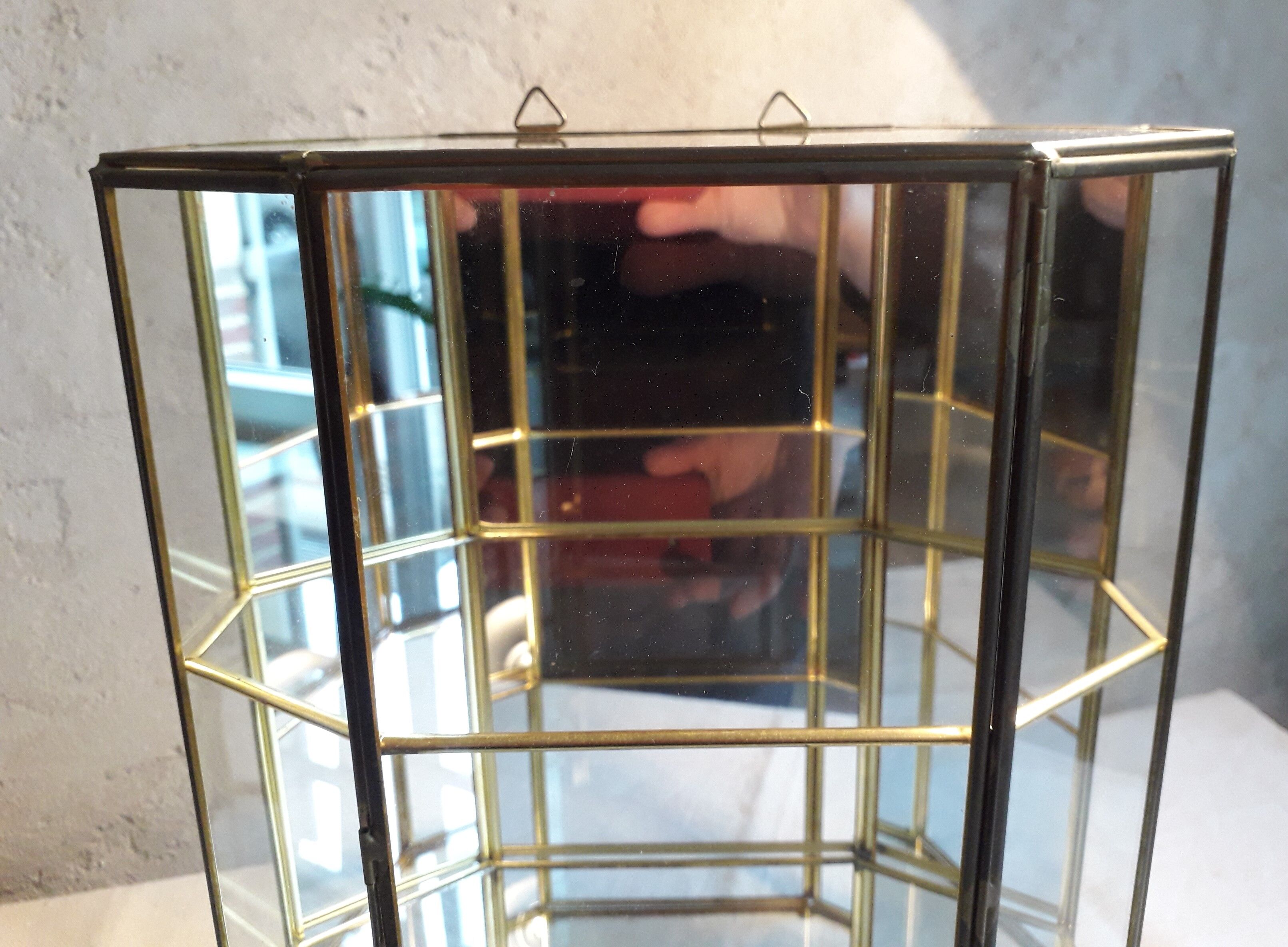Glass and brass display case for collectibles