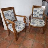 Pair of 19th century restoration armchairs in cherry wood