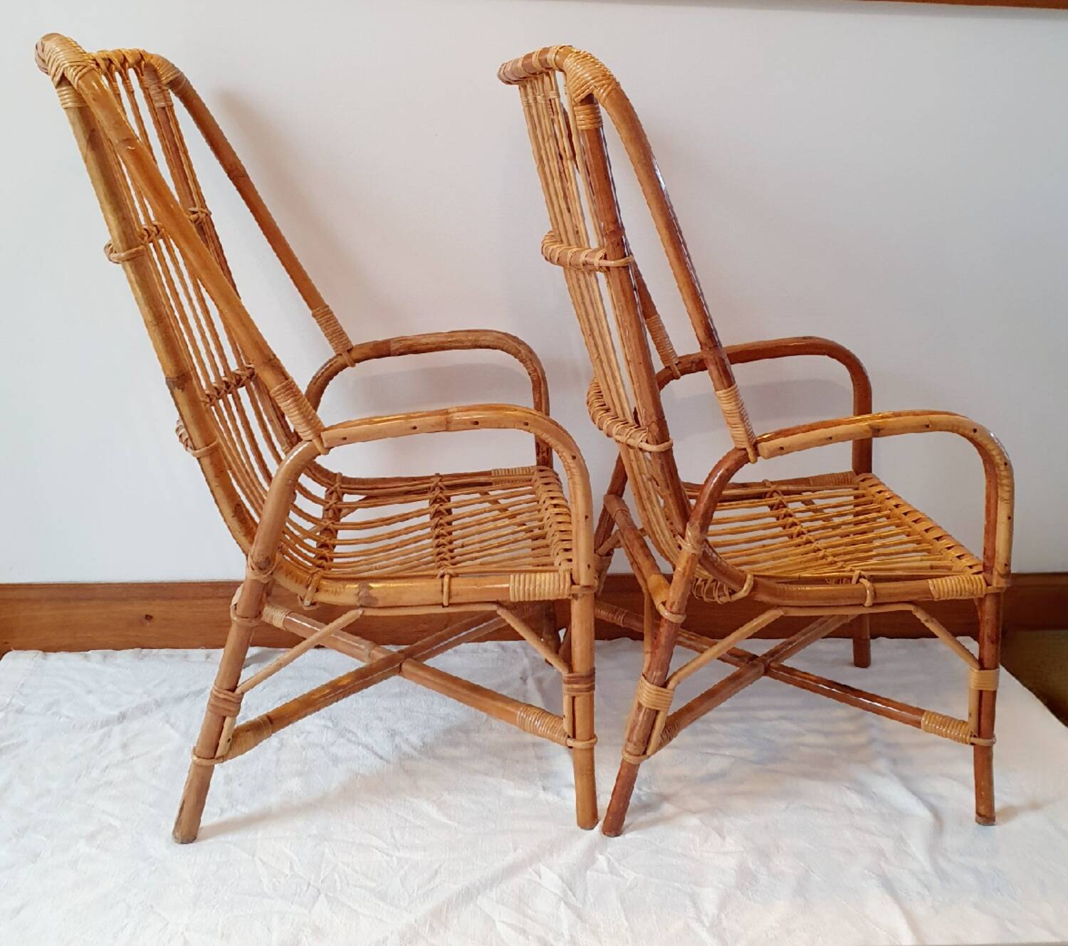 Pair of rattan armchairs