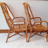Paire de fauteuils en rotin