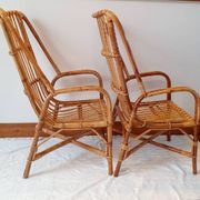 Pair of rattan armchairs