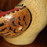 Old saltron painted in ceramic in the shape of a swan