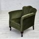 Fauteuil danois des années 1950, velours vert, pieds en frêne.