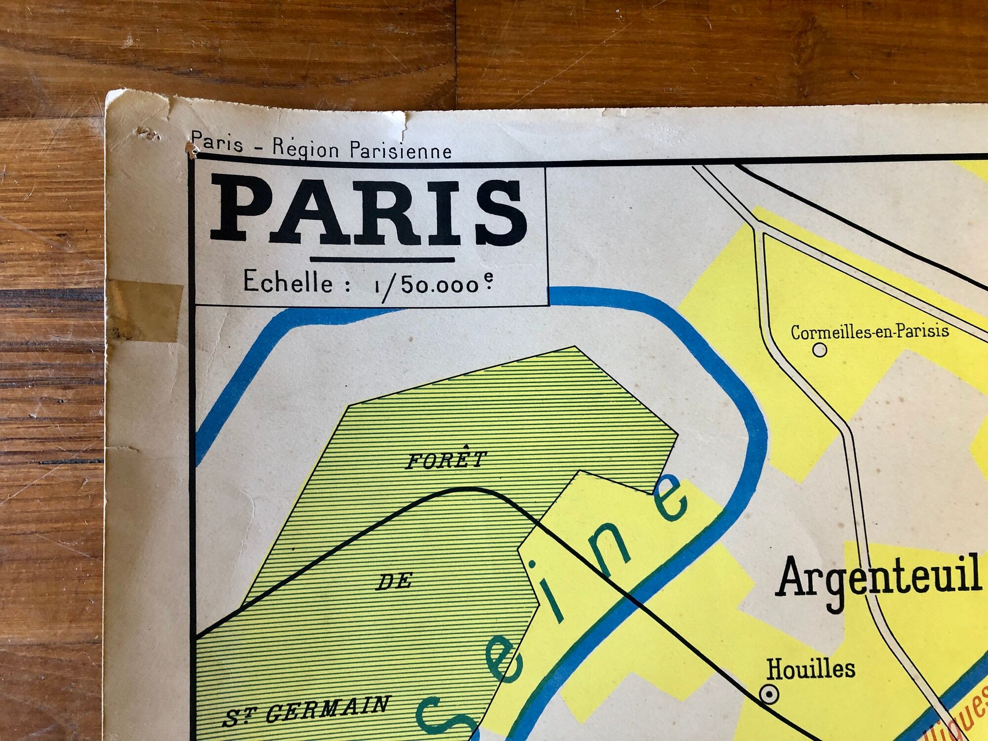 Ancienne carte de Paris et sa région années 50