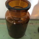 Lot of three pots of old amber brown apothecary