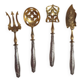 Covered with sweet treats, 4 pieces, silver-plated and vermeil.