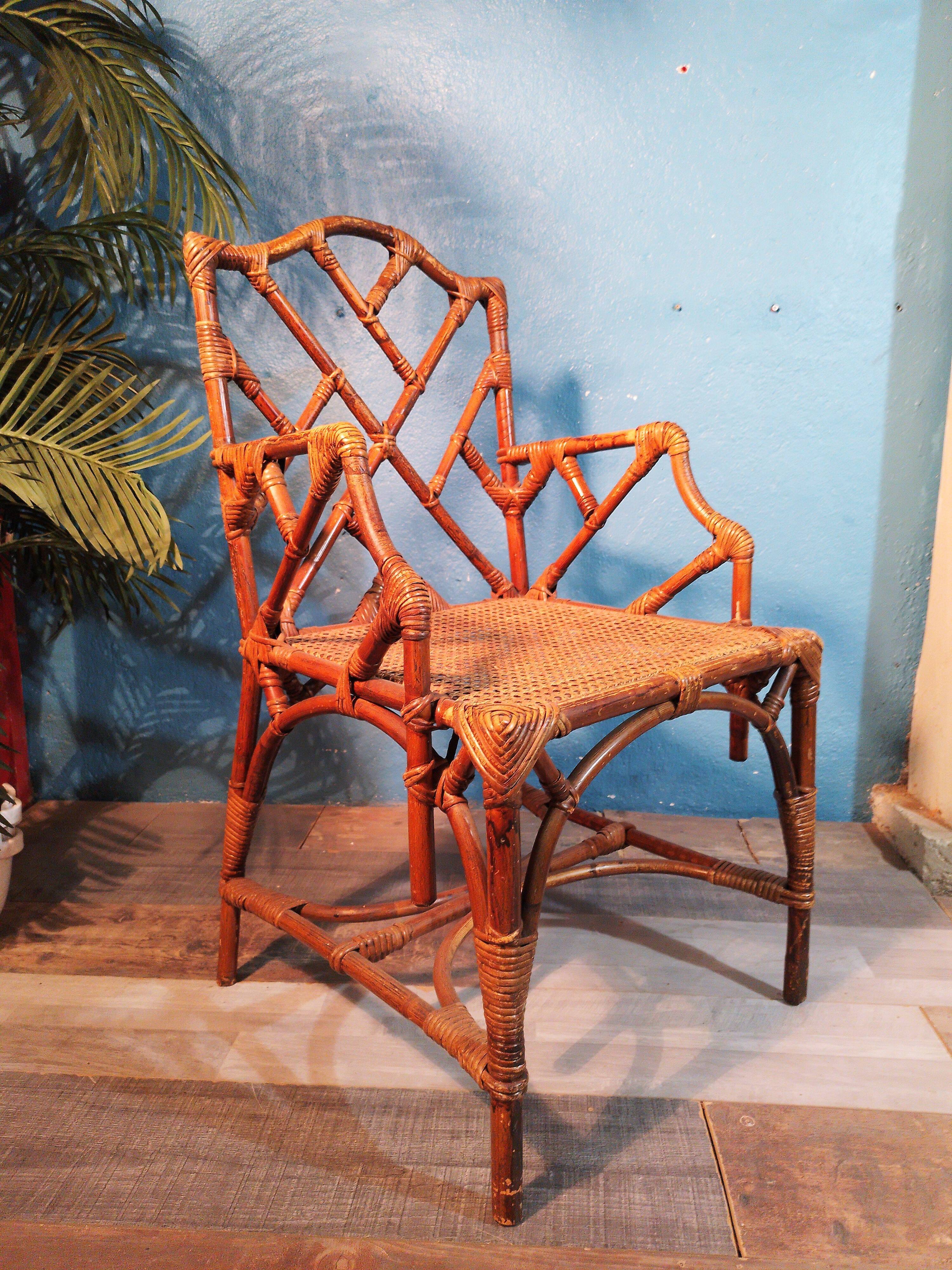 Bamboo armchair & canning 1900s