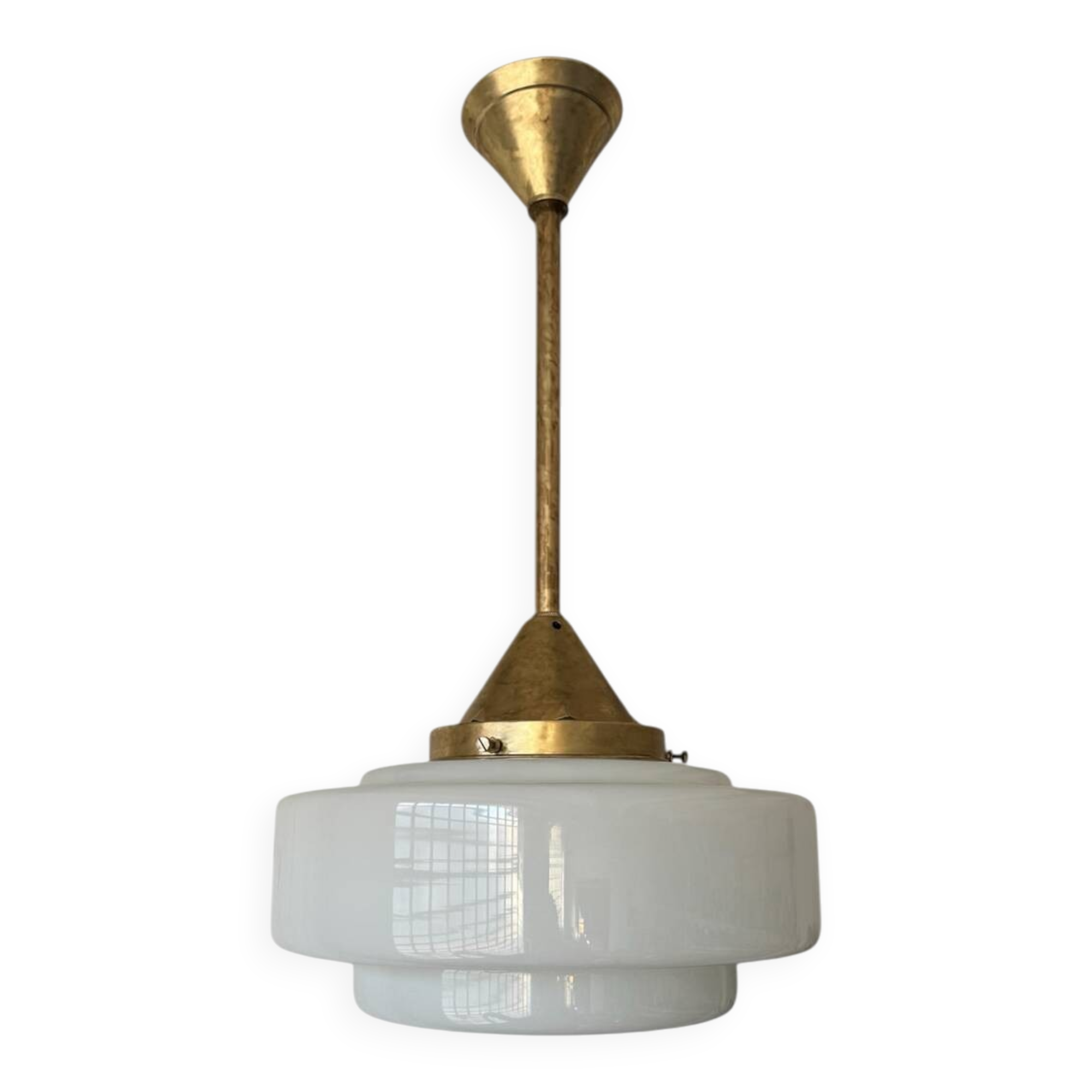 Lustre Art Déco opaline style Bauhaus