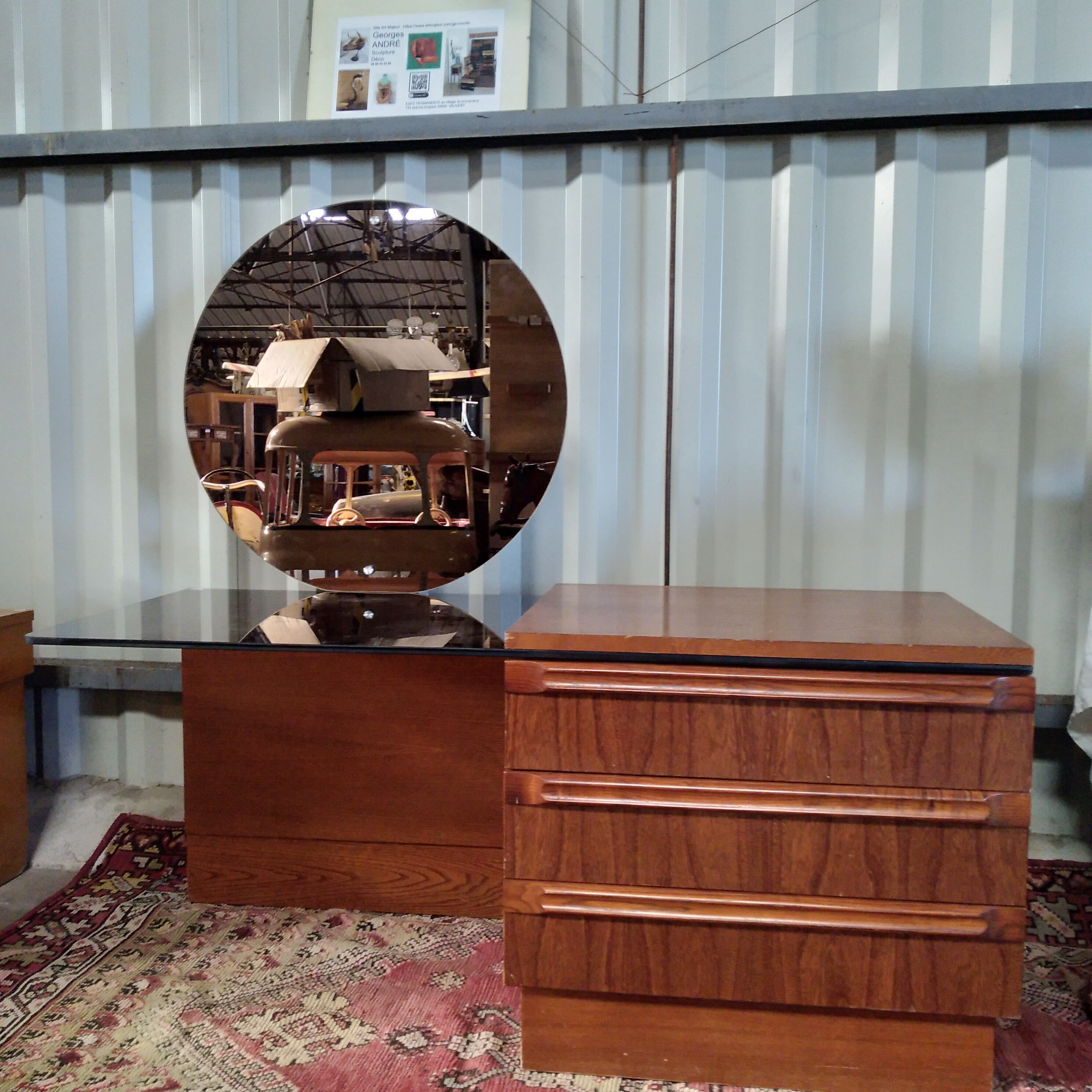 Wood and glass dressing table 1970