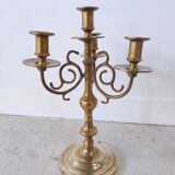 Pair of four-light candle holders in gilded brass