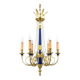 Solid Bronze Lustre Directoire Style in Gold & Royal Blue with Six Candles