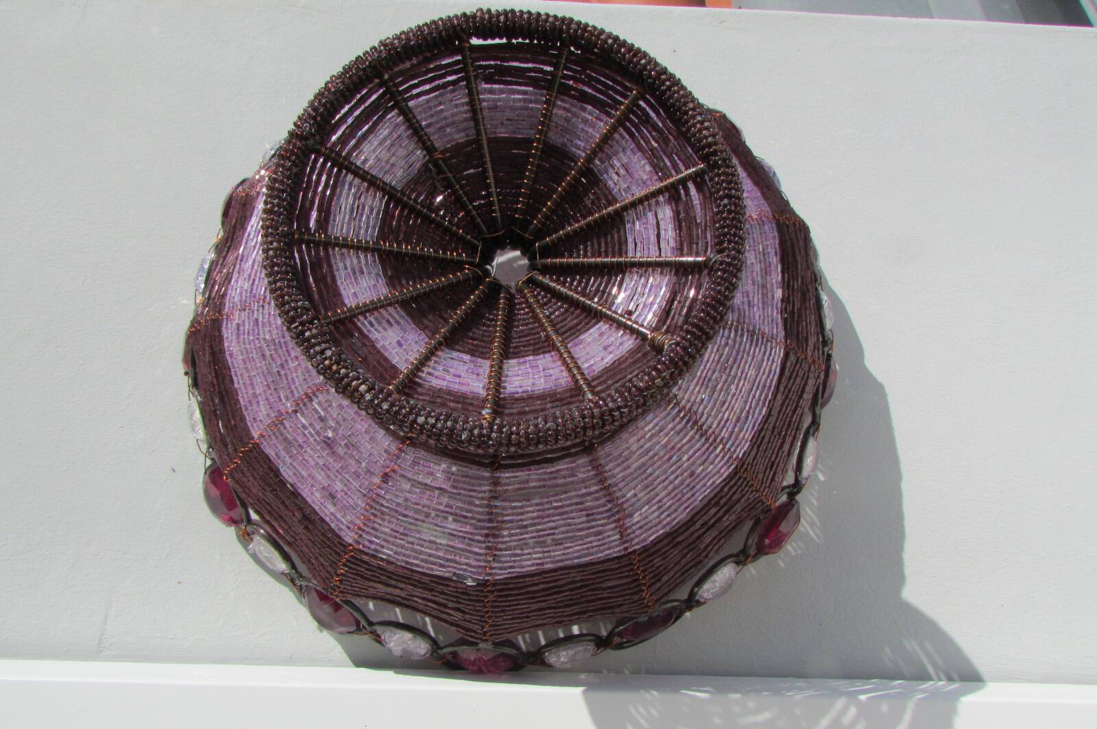 Fruit basket, bread, festive, in metal braided with pearls