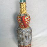 Bouteille verre rotin scoubidou couleurs