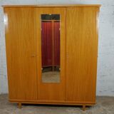 1960s varnished wardrobe with mirror