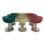 Multi-colored Venetian crystal ice cream cups