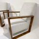 Pair of Art Deco Armchairs ,Fabric and Walnut, New Upholstery
