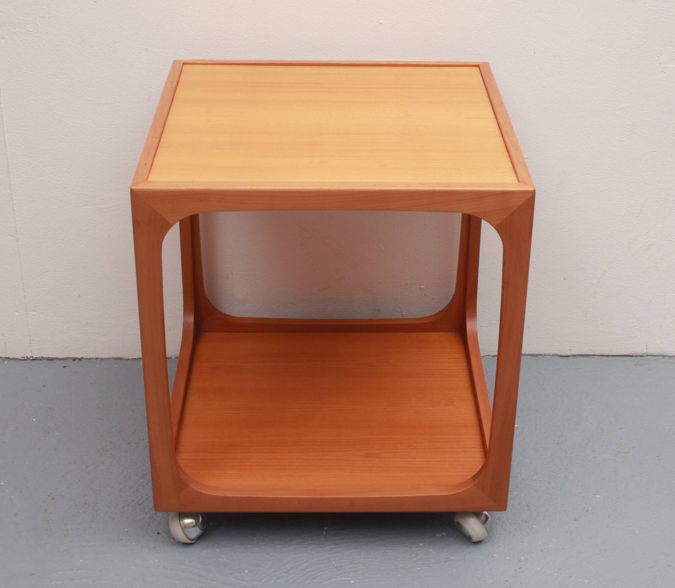 1960s sidetable cube in cherrywood, Wilhelm Renz