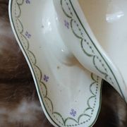 Antique sauce boat in Longwy ironstone.