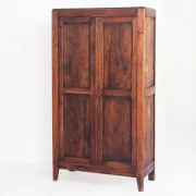 Vintage Parisian wardrobe with two doors. Pine wood. France, 1950s.