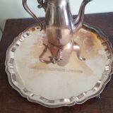 Tray and pourer - silver metal english