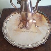 Tray and pourer - silver metal english