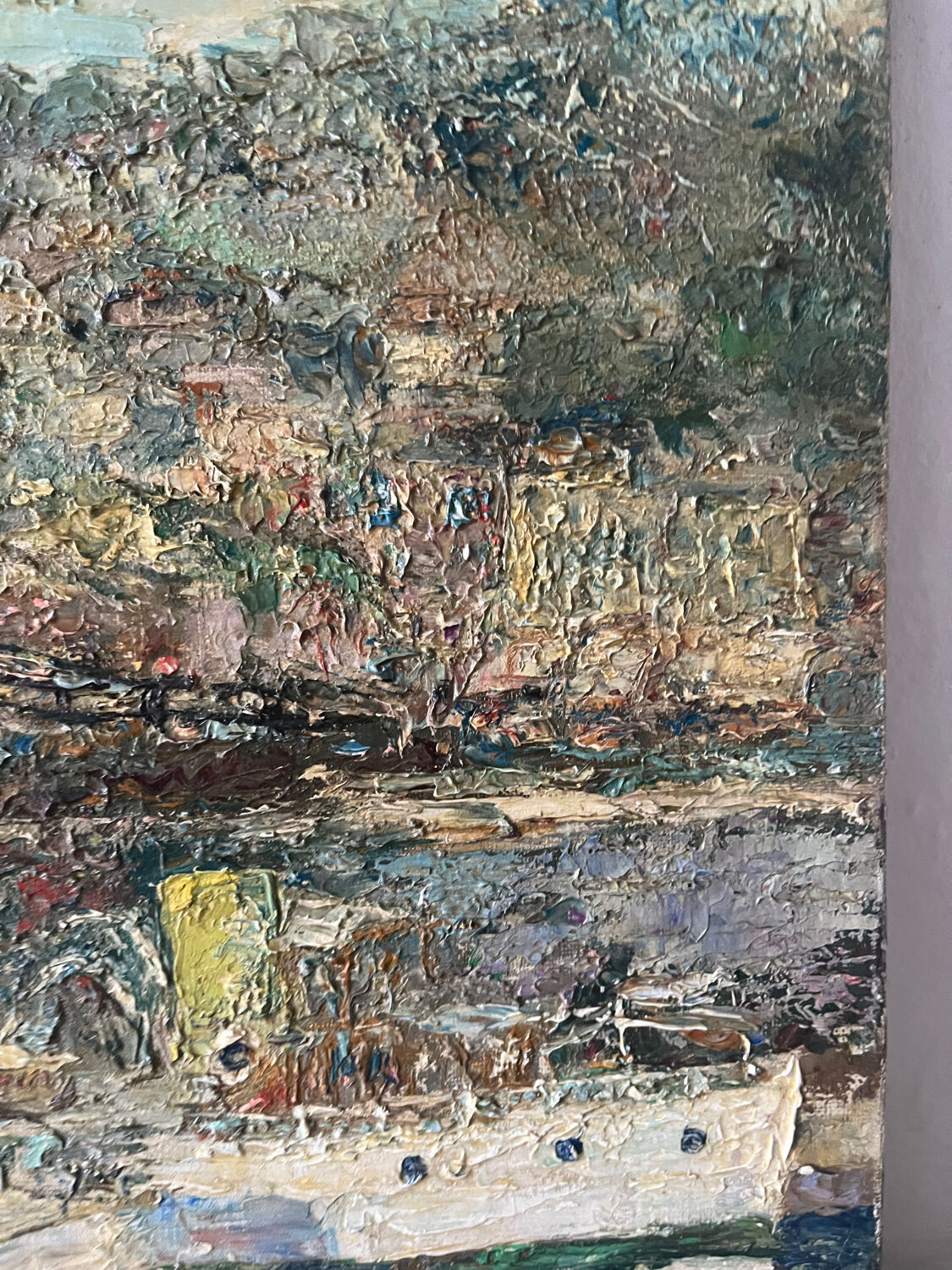 Mediterranean port, oil on canvas knife technique