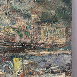 Mediterranean port, oil on canvas knife technique