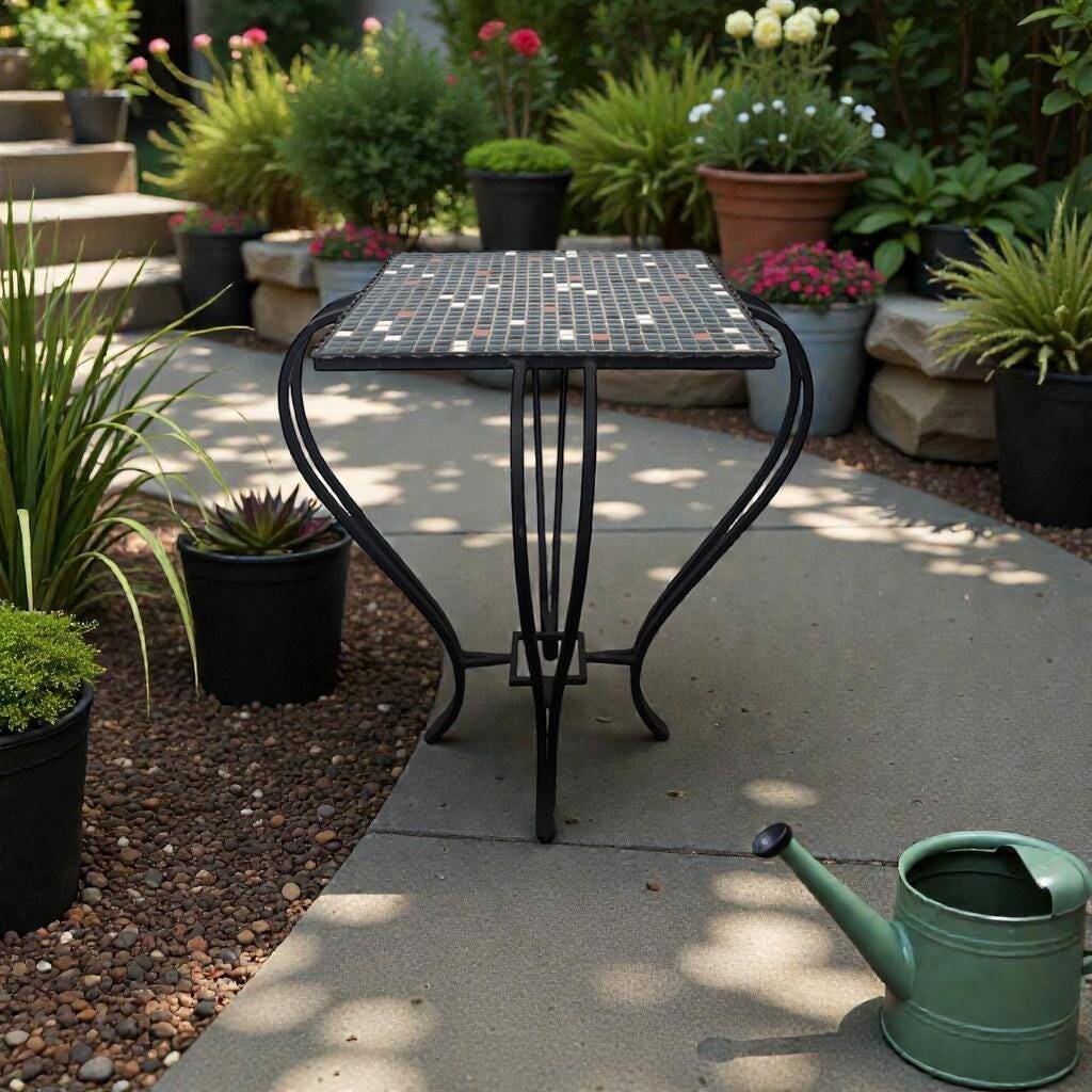 Vintage blue mosaic coffee table / plant table / side table