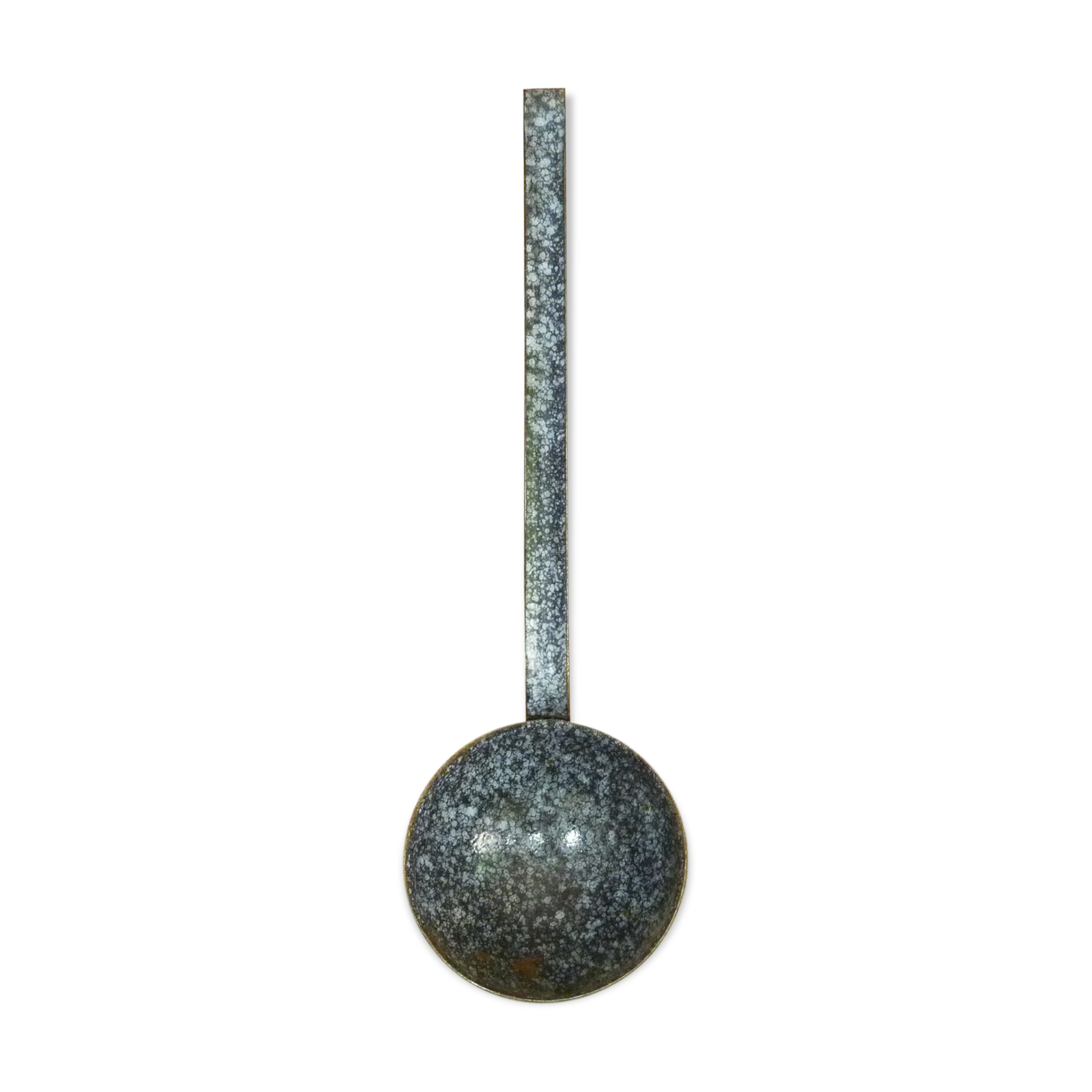 Grey and black enamelled louche. Vintage enamel kitchen utensils 1950