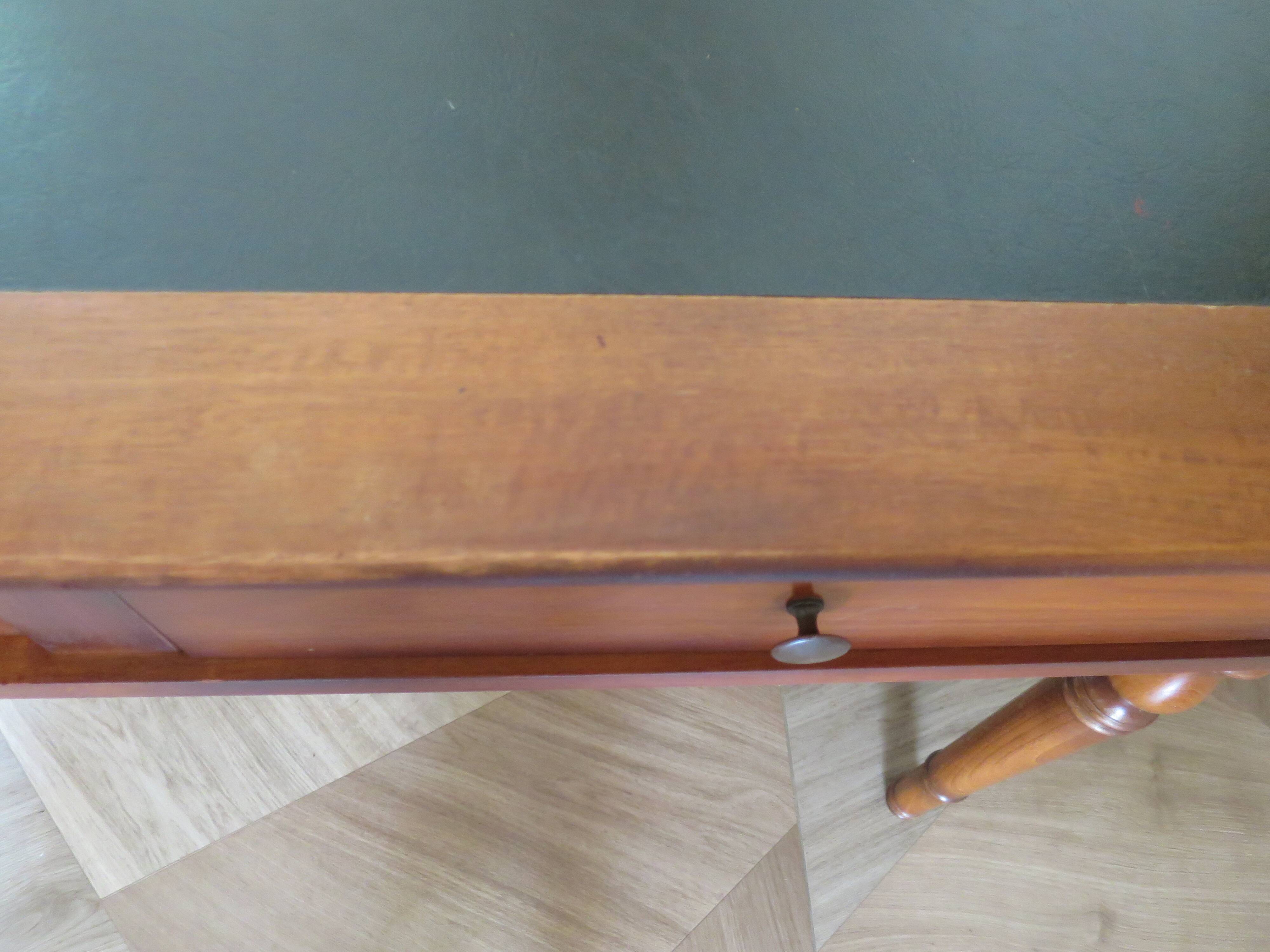 minister's desk - 2 drawers - solid wood - faux leather writing pad - Louis Philippe