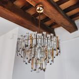 Venini two-tone chandelier, 3 levels, murano glass, Italy, 1970