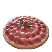 Vintage dessert plate in glazed ceramic with strawberry design, 1950s-1970s.