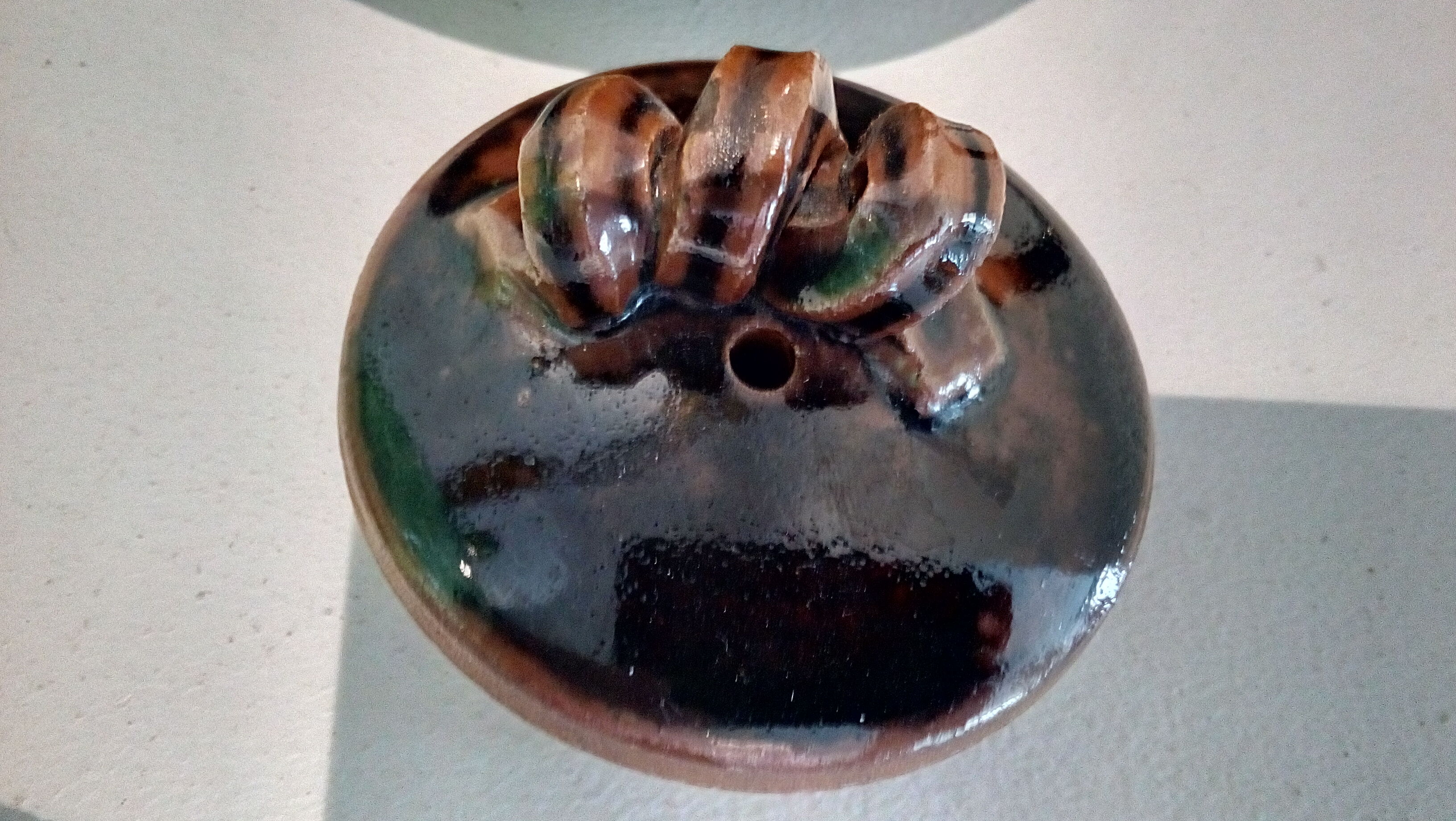 Enamelled sandstone teapot