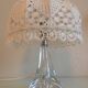 Bedside lamp glass foot and lampshade hook ecru / vintage 60s-70s