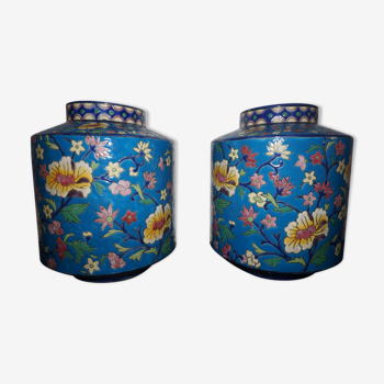 Paire de vases Bleu de Louvière Longwy années 30/40