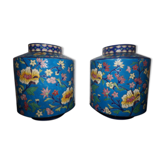 Paire de vases Bleu de Louvière Longwy années 30/40
