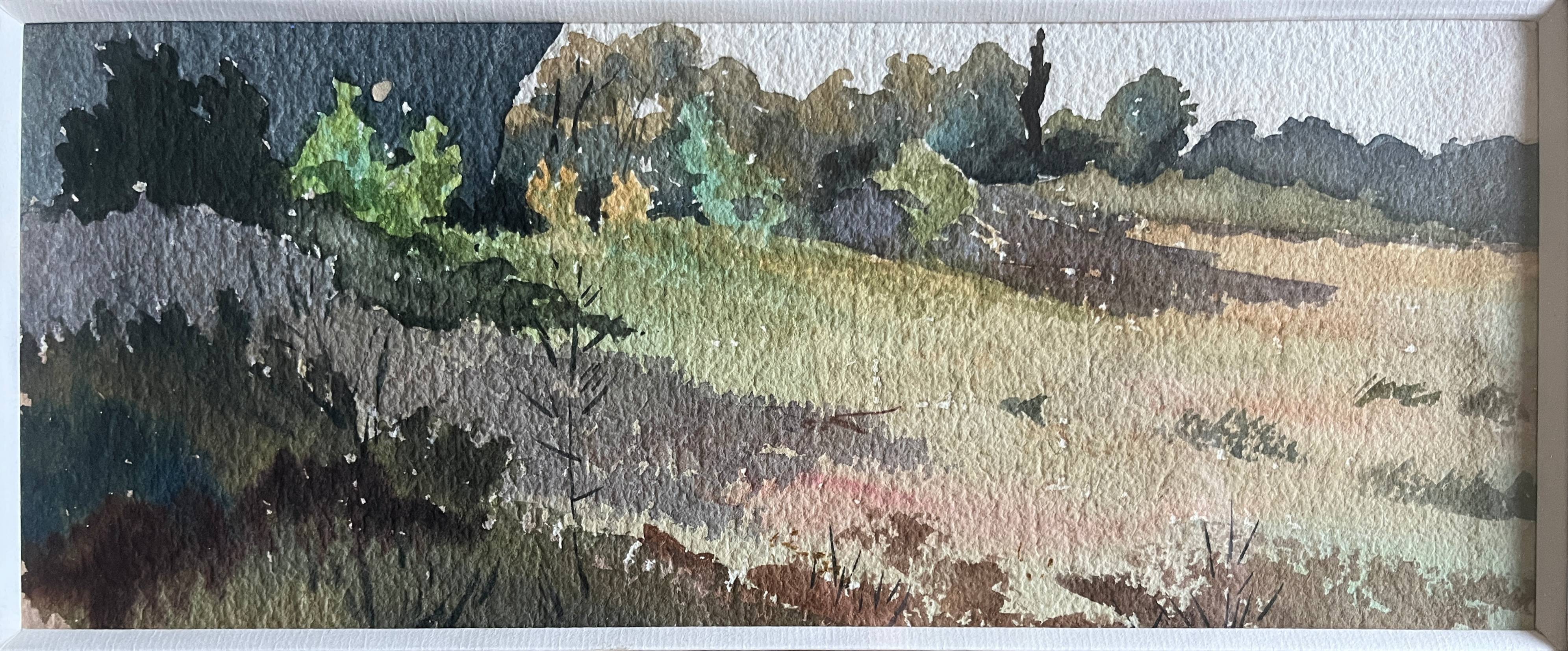 Painting watercolor attr. g. girardot (1856-1914) "prairie" circa 1900