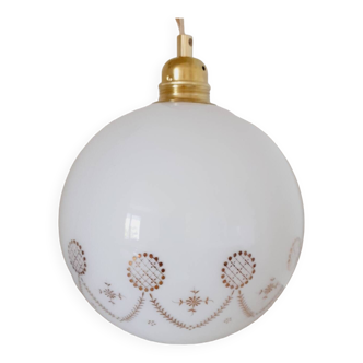 White opaline globe pendant light