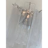 Venied-White Alabastro Strips “Listelli” Murano Glass Wall Sconce