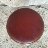 Vintage Red Leather Cushion Wooden Tripod Piano Stool