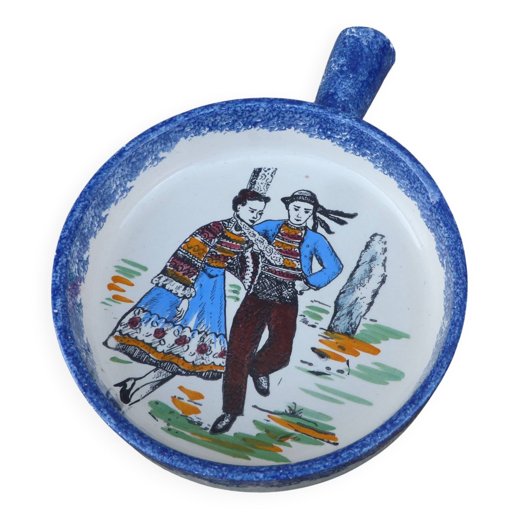 Small vintage Breton ceramic handmade dish