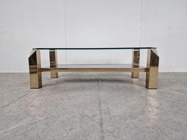 Table basse dorée vintage, 1970