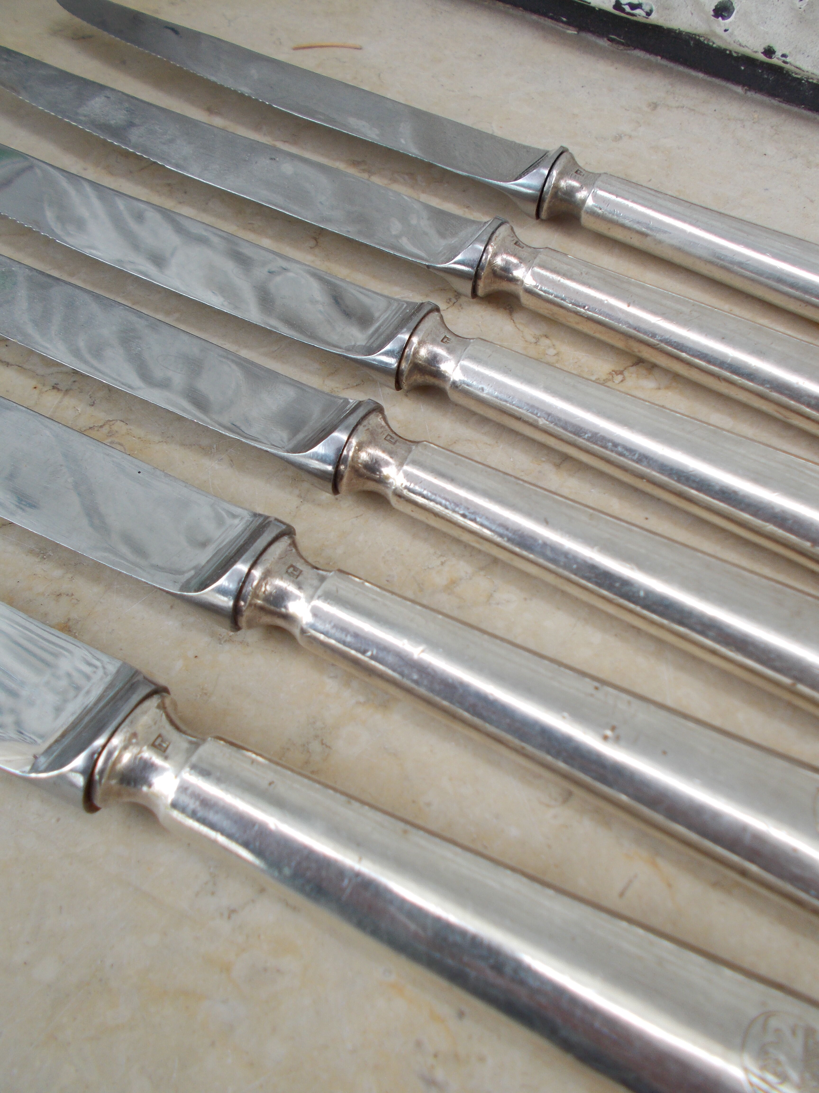 Six silver metal knives General Council of Hauts de Seine 92