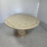 Midcentury Round tessellated stone and brass diningtable