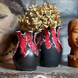 Duo of ceramic vases foams Fat Lava vintages