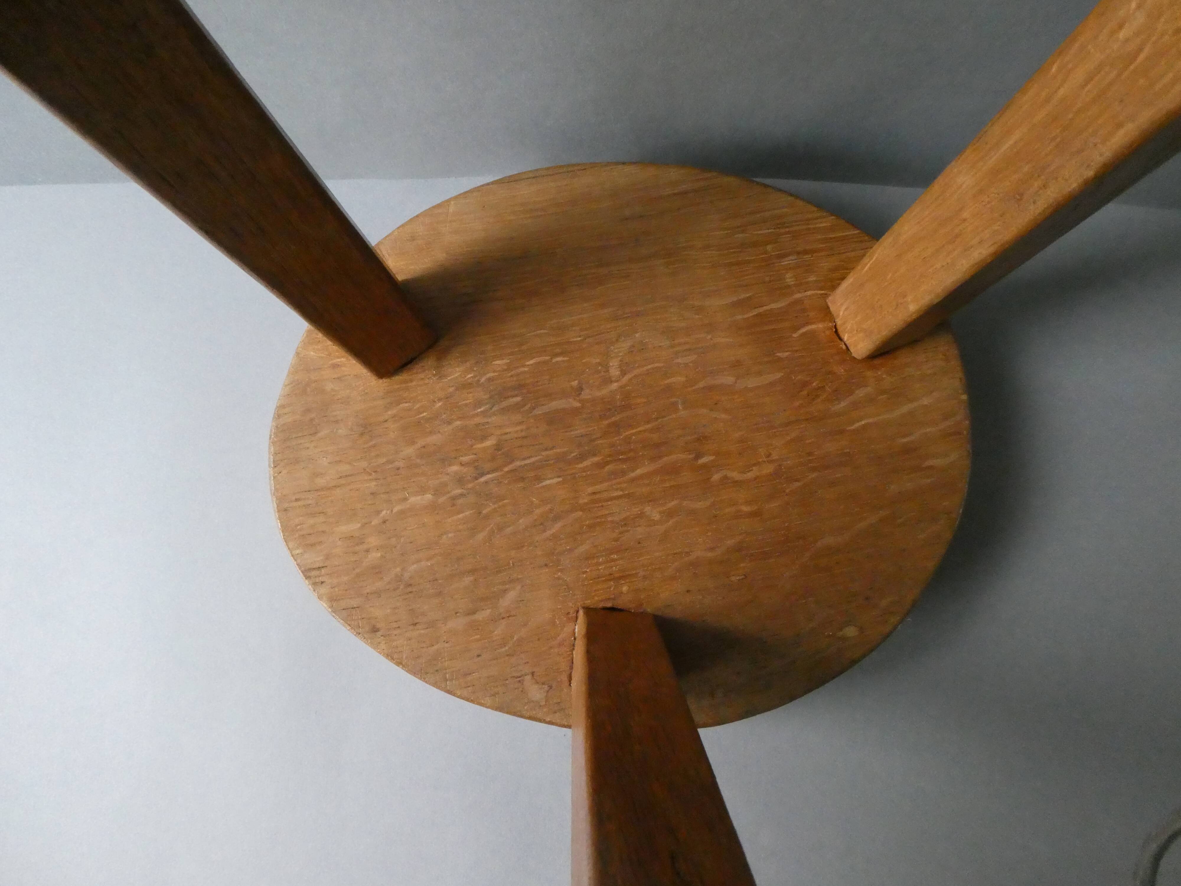 Solid oak tripod stool, circa 1970
