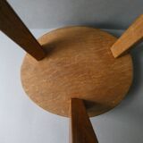 Solid oak tripod stool, circa 1970