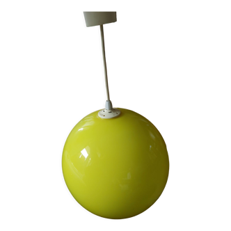 Suspension vintage 70'S  en opaline jaune