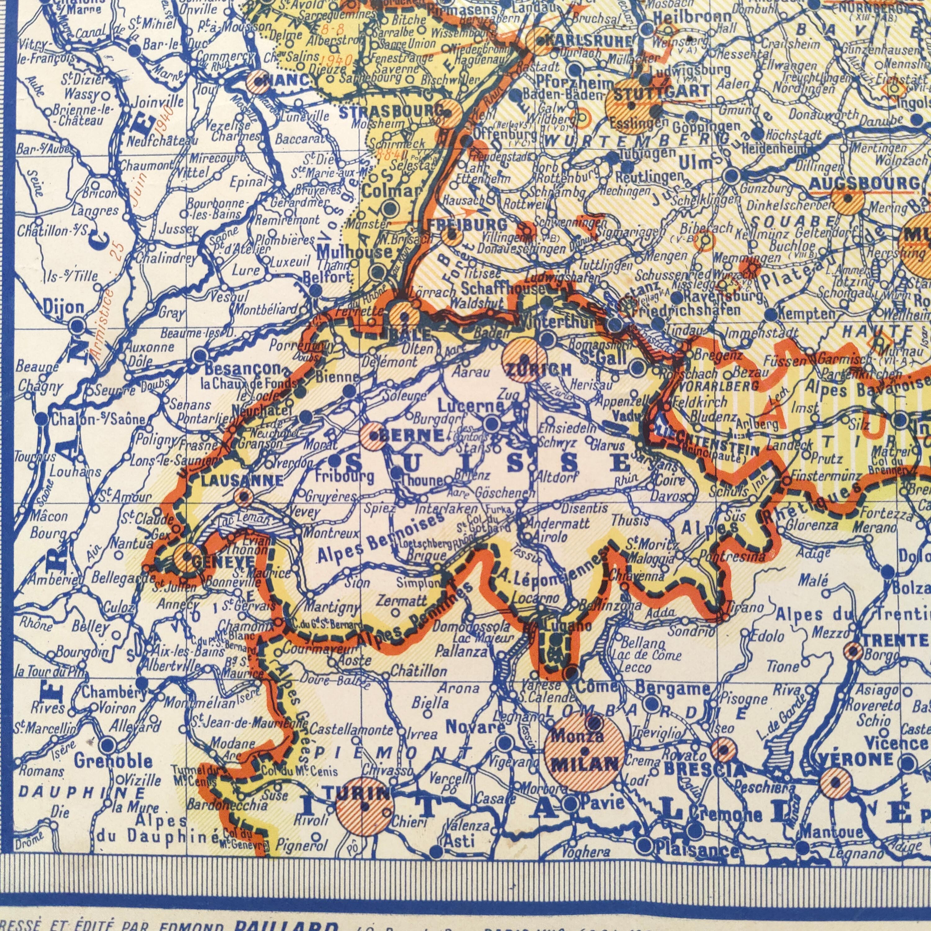Map Germany and Europe 40s