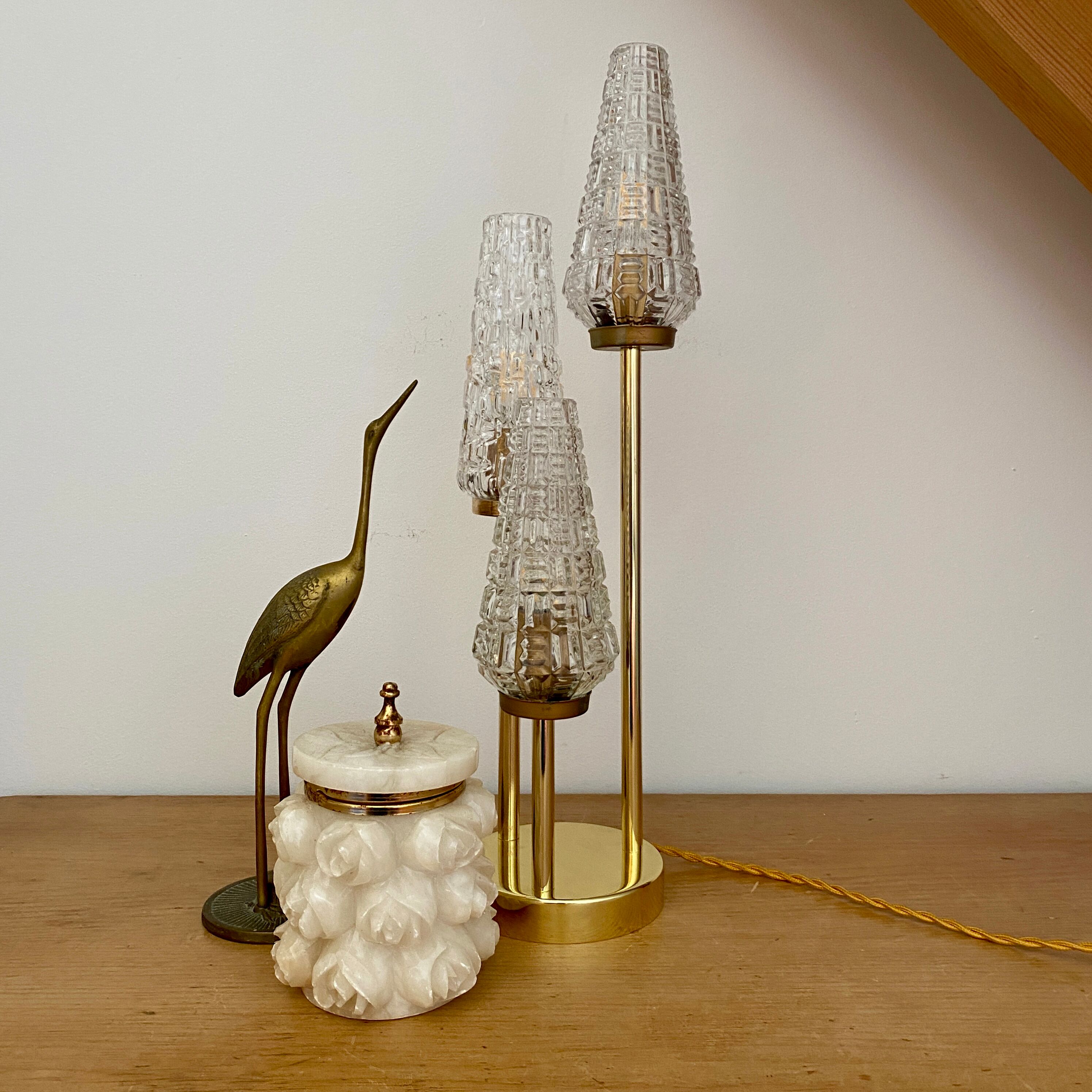 Table lamp troix lights vintage glass globes